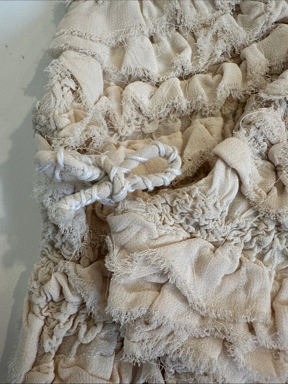 Zara Kids x Fanglu‎ Lin Cream Textured Ruffle Wrap Top Sleeveless NEW